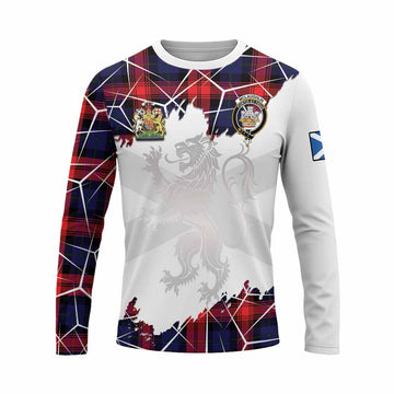 McLaughlin Tartan Long Sleeve T-Shirt with Family Crest and Lion Rampant Grunge Style