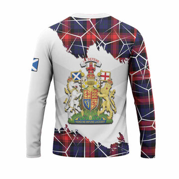 McLaughlin Tartan Long Sleeve T-Shirt with Family Crest and Lion Rampant Grunge Style