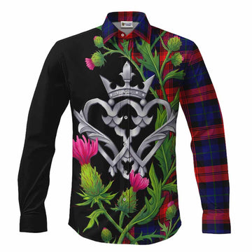 McLaughlin Tartan Luckenbooth Long Sleeve Button Shirts Silver Heart Crown Thistle Floral Men's Shirt S - Tartan Vibes Clothing