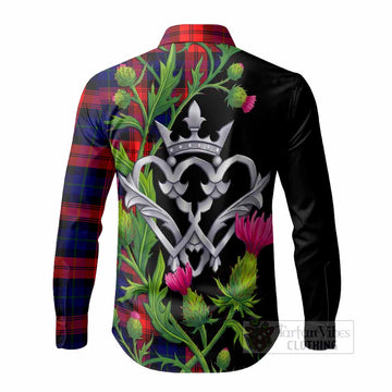 McLaughlin Tartan Luckenbooth Long Sleeve Button Shirts Silver Heart Crown Thistle Floral - Tartan Vibes Clothing