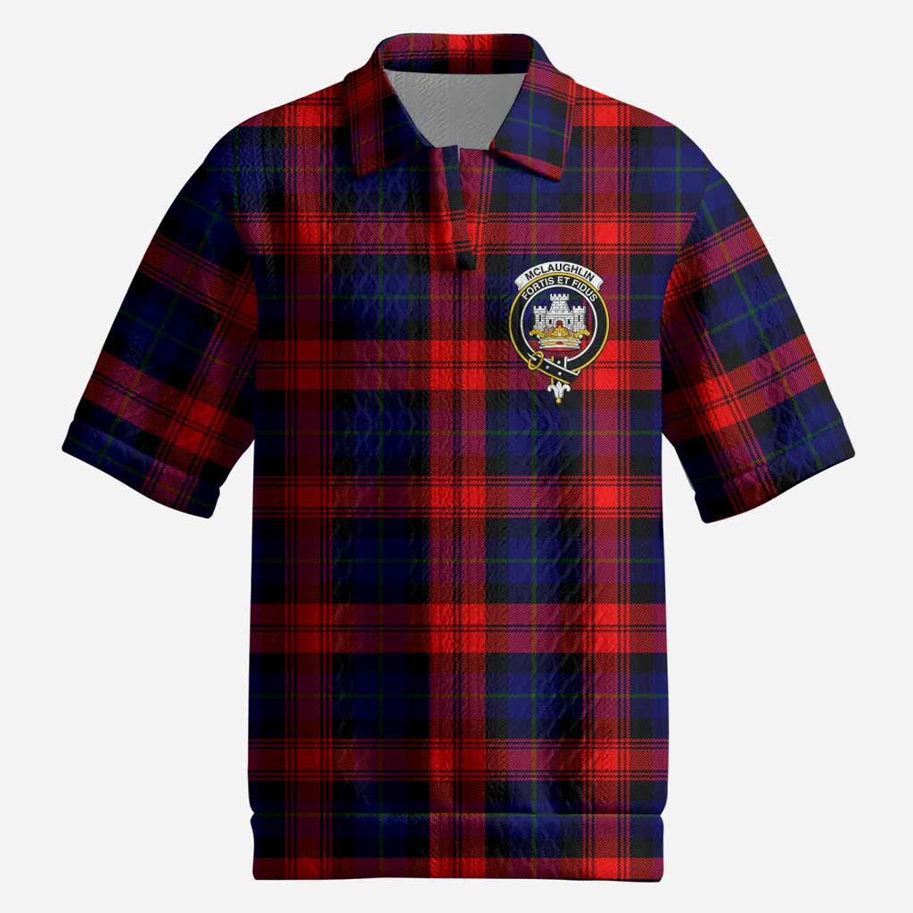 McLaughlin Tartan Men’s Polo Sweater Top with Family Crest
