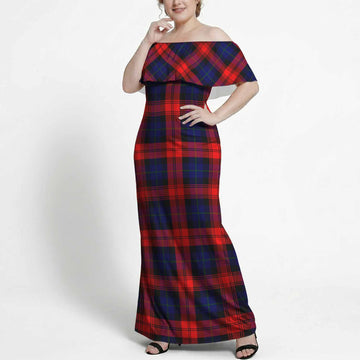 McLaughlin Tartan Off Shoulder Ruffle Maxi Dress