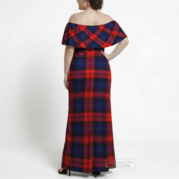 McLaughlin Tartan Off Shoulder Ruffle Maxi Dress