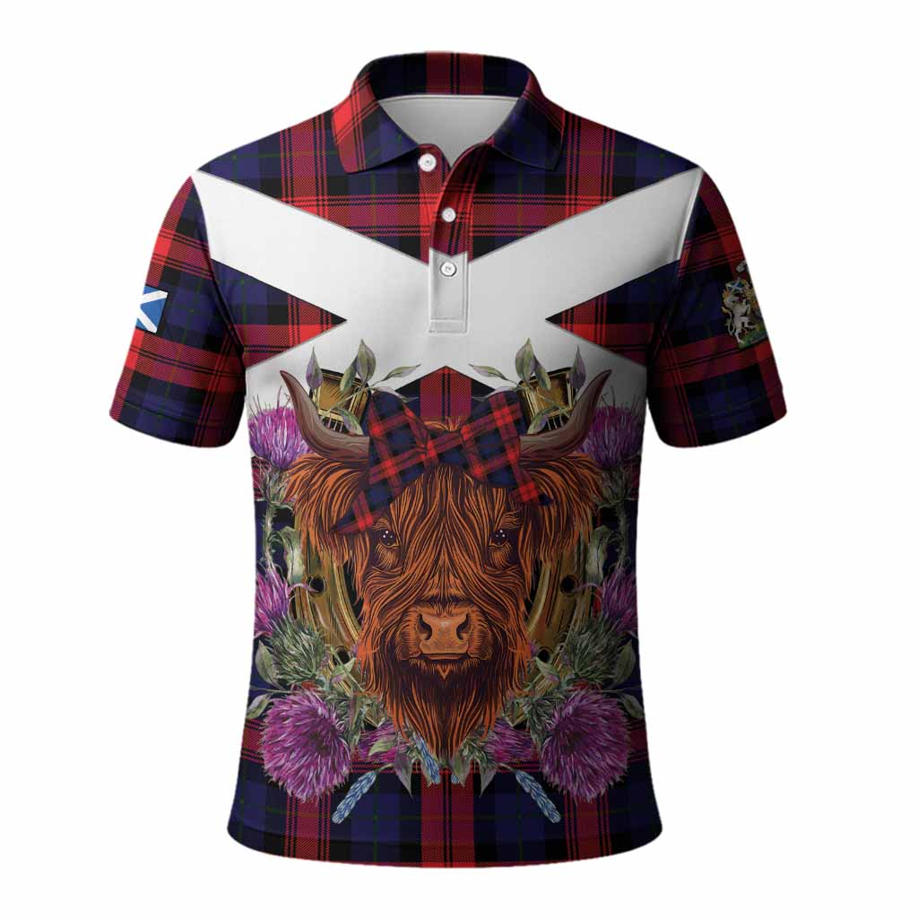 McLaughlin Tartan Polo Shirt Scottish Thistle Heilan Coo