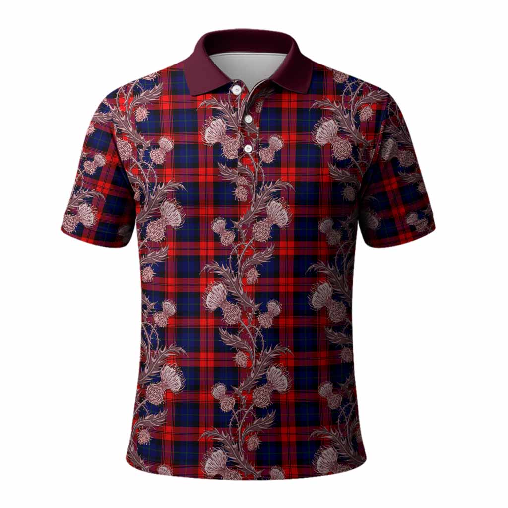 McLaughlin Tartan Polo Shirt Seamless Scottish Thistle Flowers