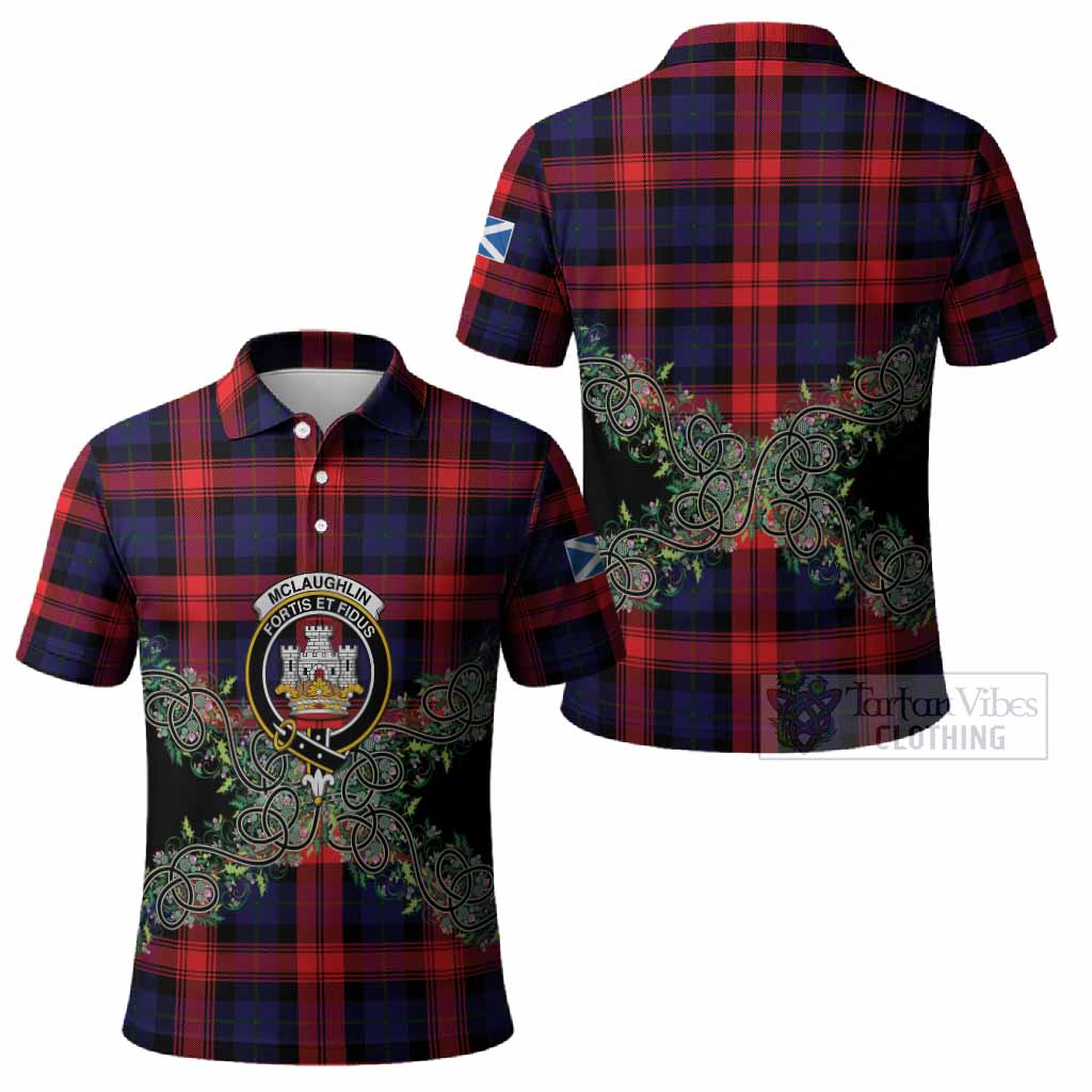 McLaughlin Tartan Polo Shirt Thistle Scottish Spirit