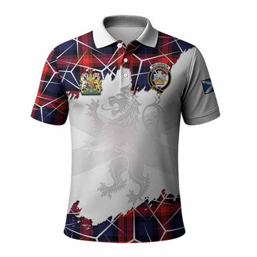 McLaughlin Tartan Polo Shirt with Family Crest and Lion Rampant Grunge Style