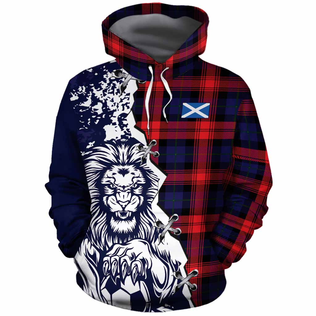 McLaughlin Tartan Scottish Cotton Hoodie Angry Lion With Soccer Ball Style