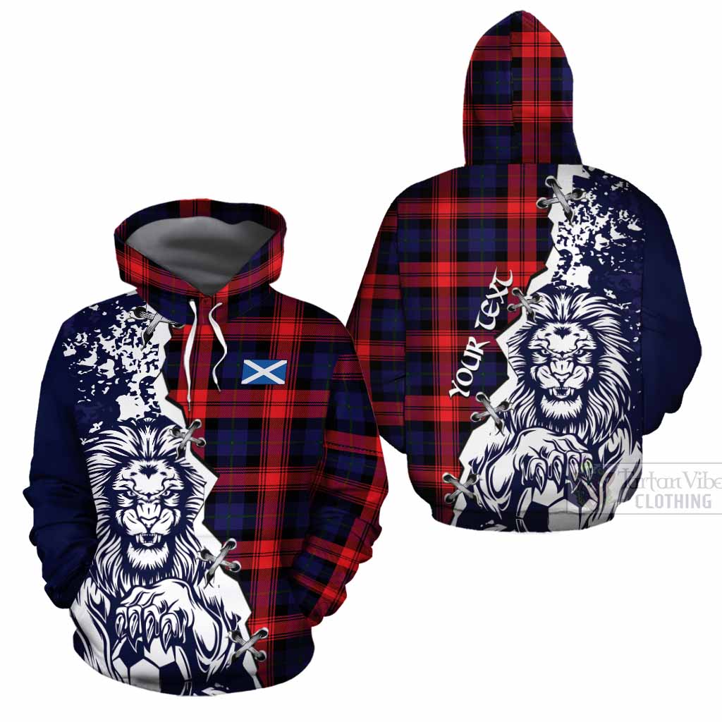 McLaughlin Tartan Scottish Cotton Hoodie Angry Lion With Soccer Ball Style