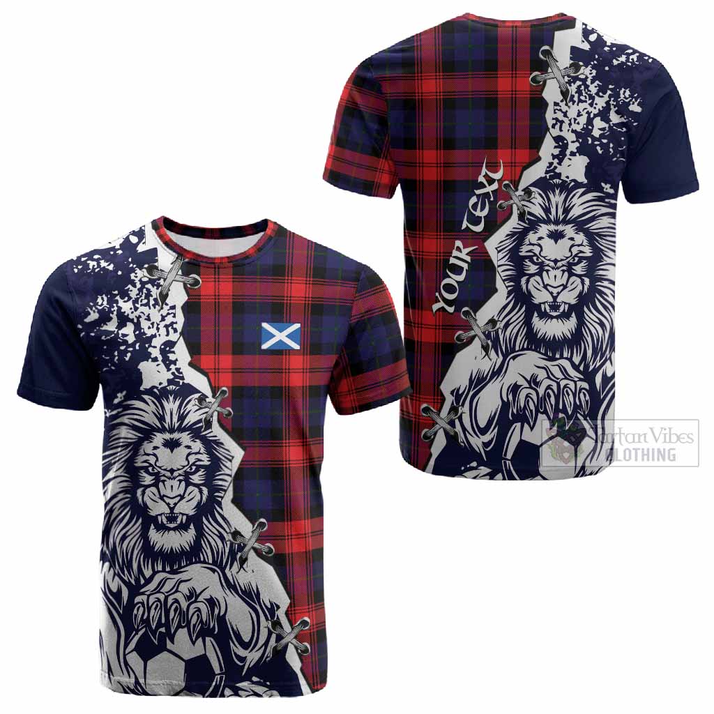 McLaughlin Tartan Scottish Cotton T-shirt Angry Lion With Soccer Ball Style