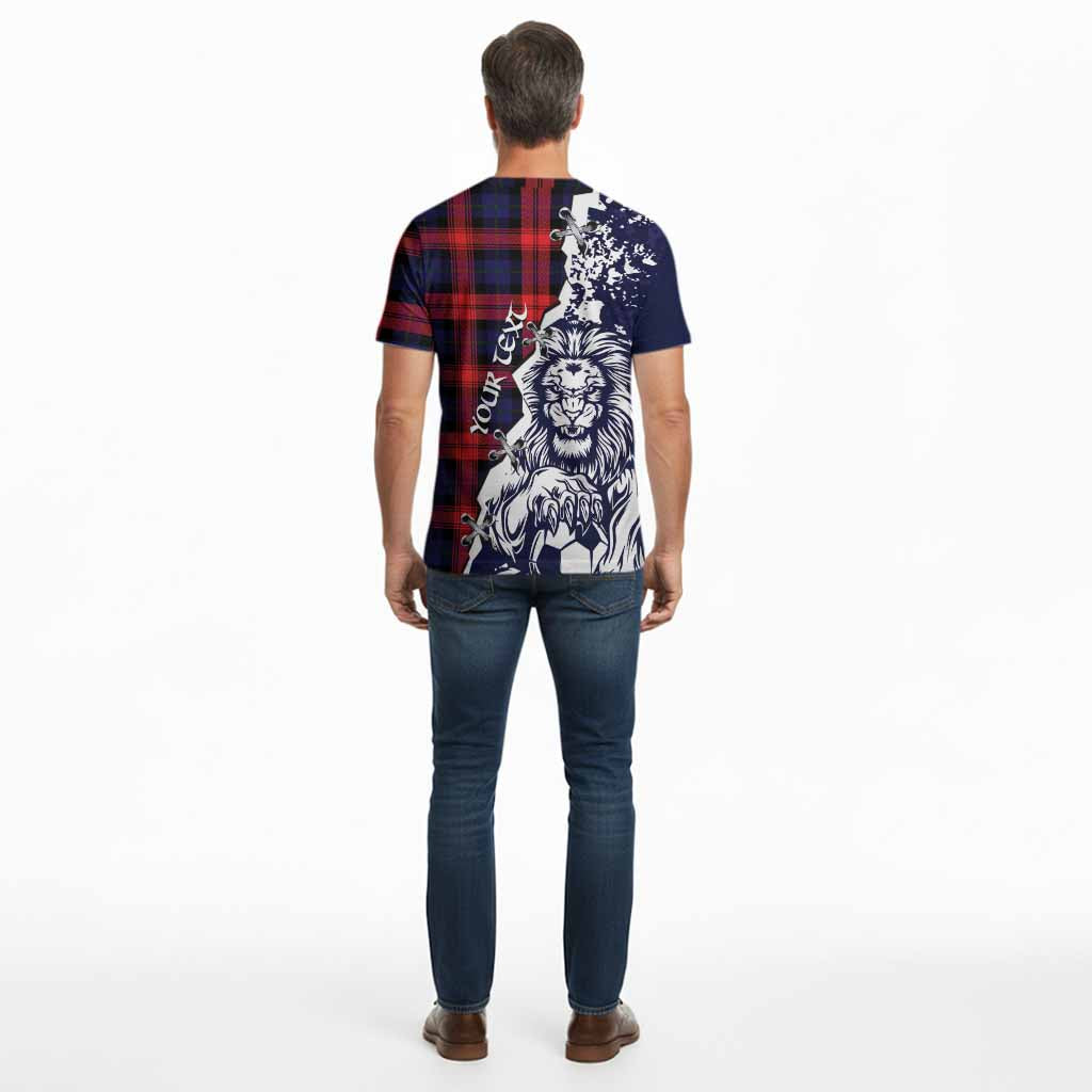 McLaughlin Tartan Scottish Cotton T-shirt Angry Lion With Soccer Ball Style