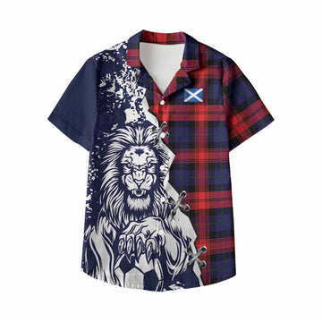 McLaughlin Tartan Scottish Kid Hawaiian Shirt Angry Lion With Soccer Ball Style