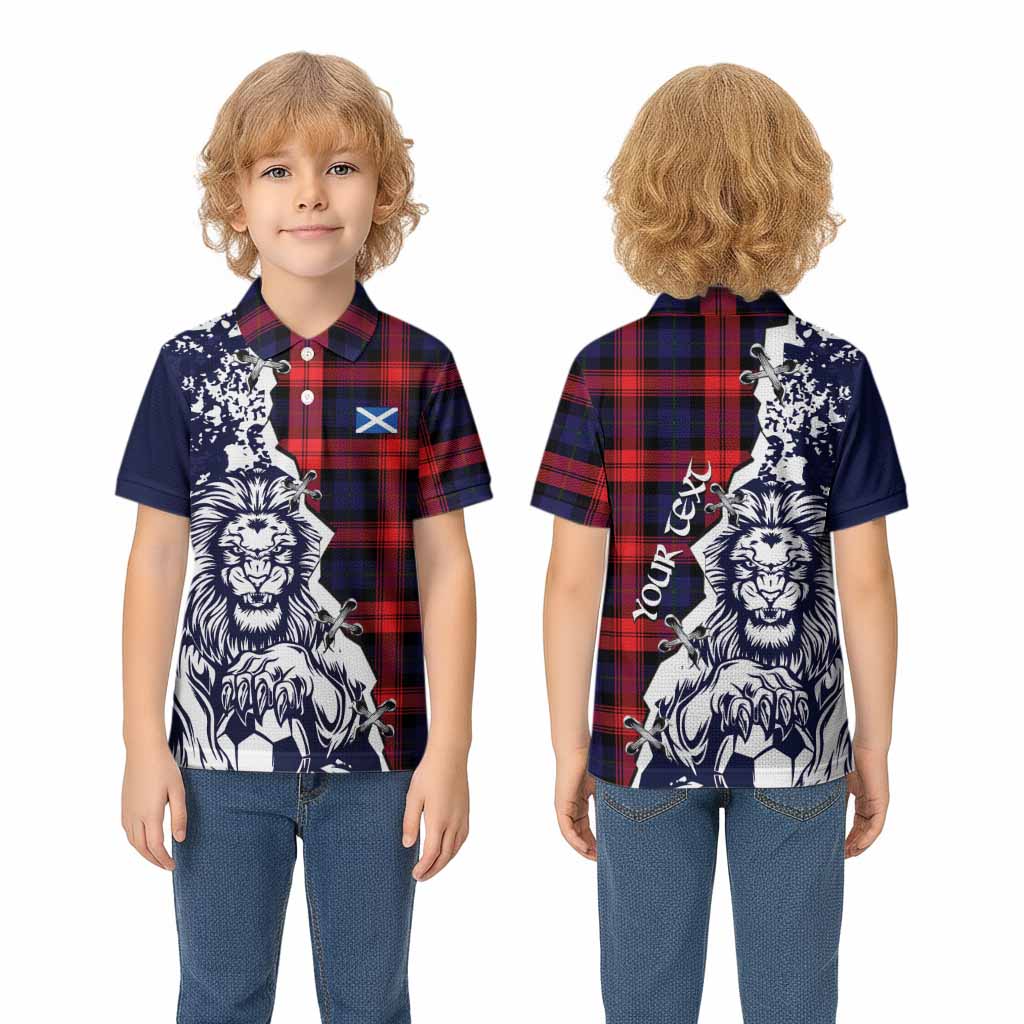 McLaughlin Tartan Scottish Kid Polo Shirt Angry Lion With Soccer Ball Style
