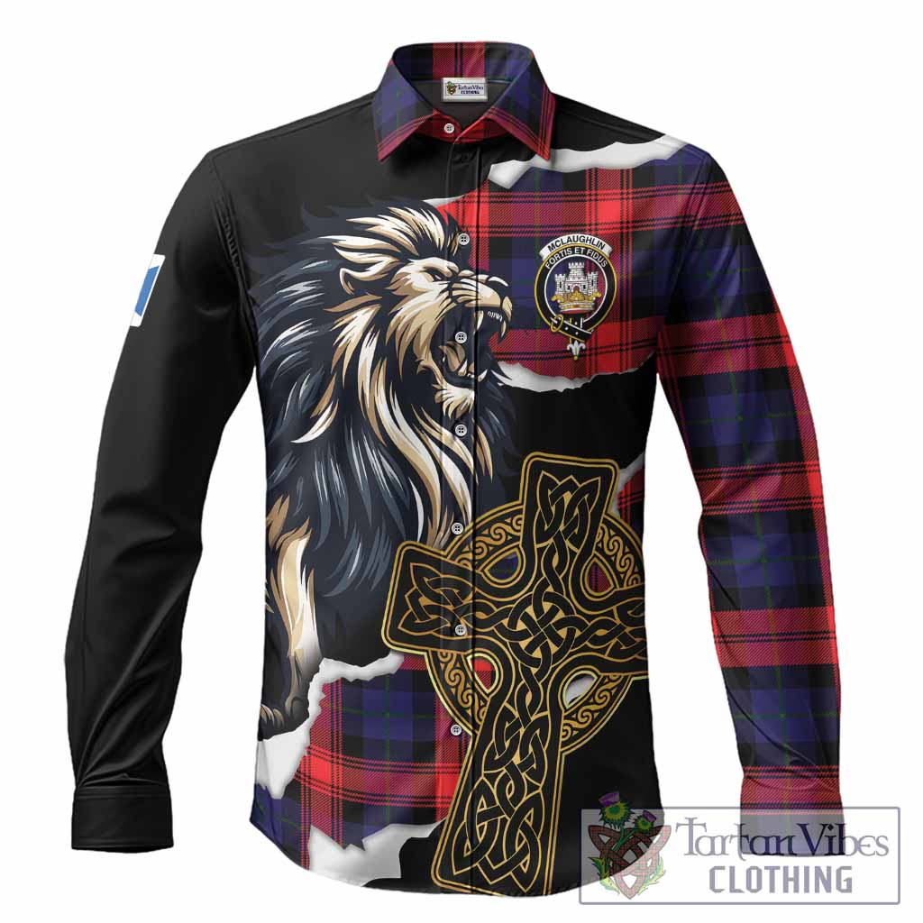McLaughlin Tartan Scottish Long Sleeve Button Shirts Lion Celtic Heritage