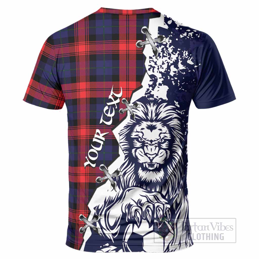 McLaughlin Tartan Scottish T-Shirt Angry Lion With Soccer Ball Style