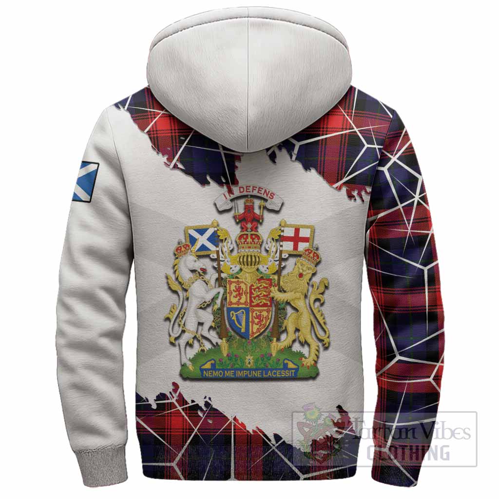 McLaughlin Tartan Sherpa Hoodie with Family Crest and Lion Rampant Grunge Style