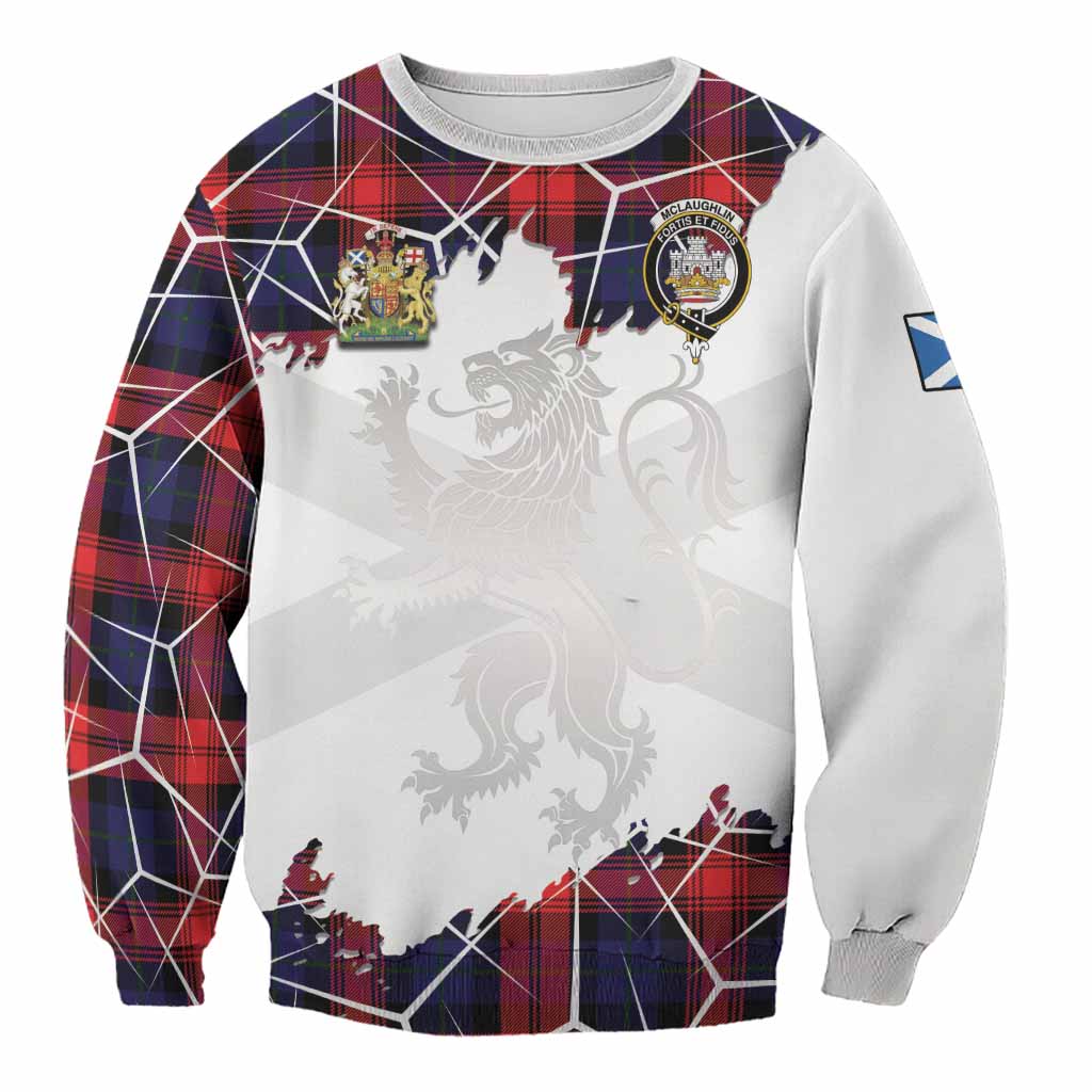 McLaughlin Tartan Sweatshirt with Family Crest and Lion Rampant Grunge Style