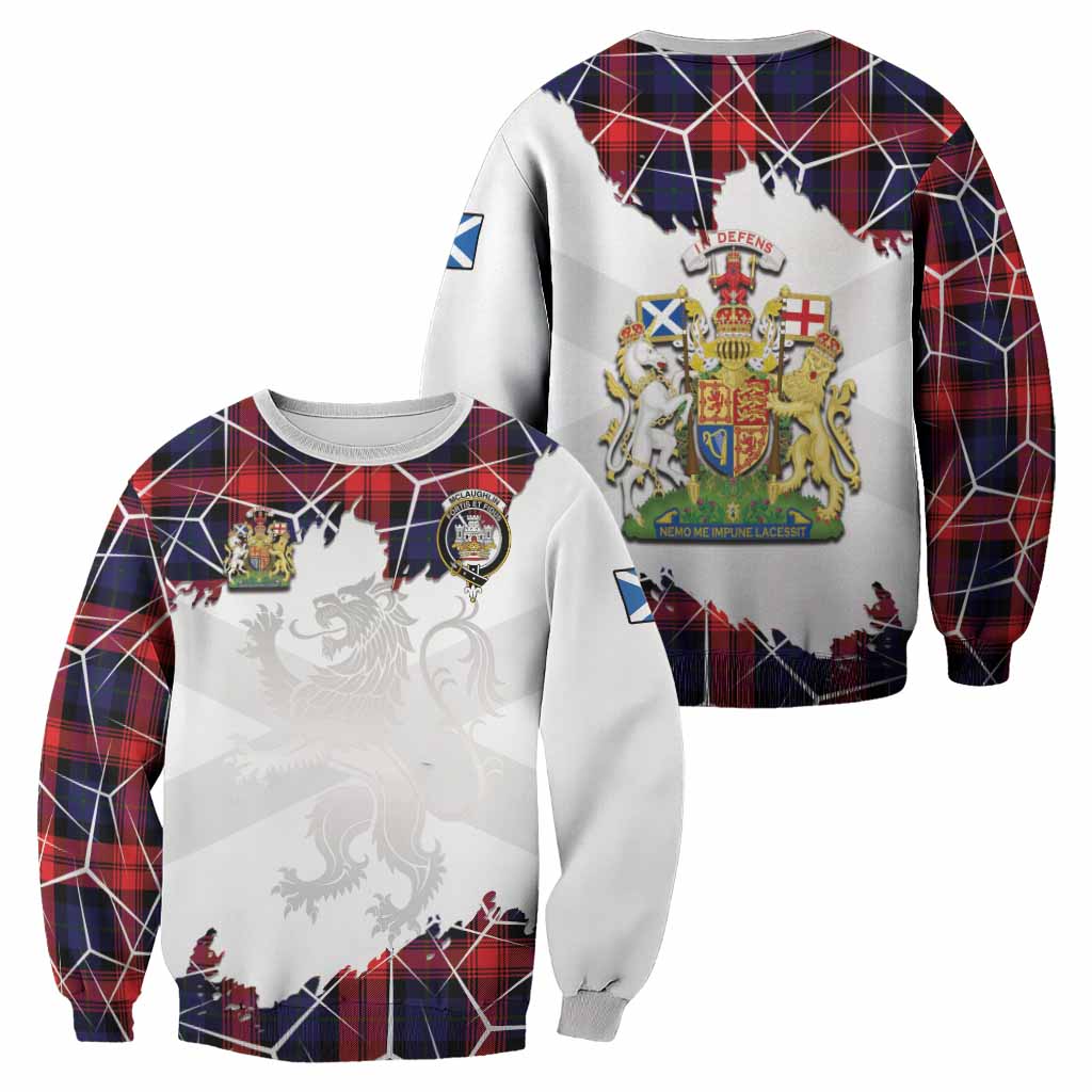 McLaughlin Tartan Sweatshirt with Family Crest and Lion Rampant Grunge Style