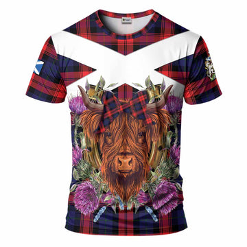 McLaughlin Tartan T-Shirt Scottish Thistle Heilan Coo