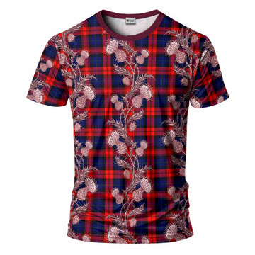 McLaughlin Tartan T-Shirt Seamless Scottish Thistle Flowers