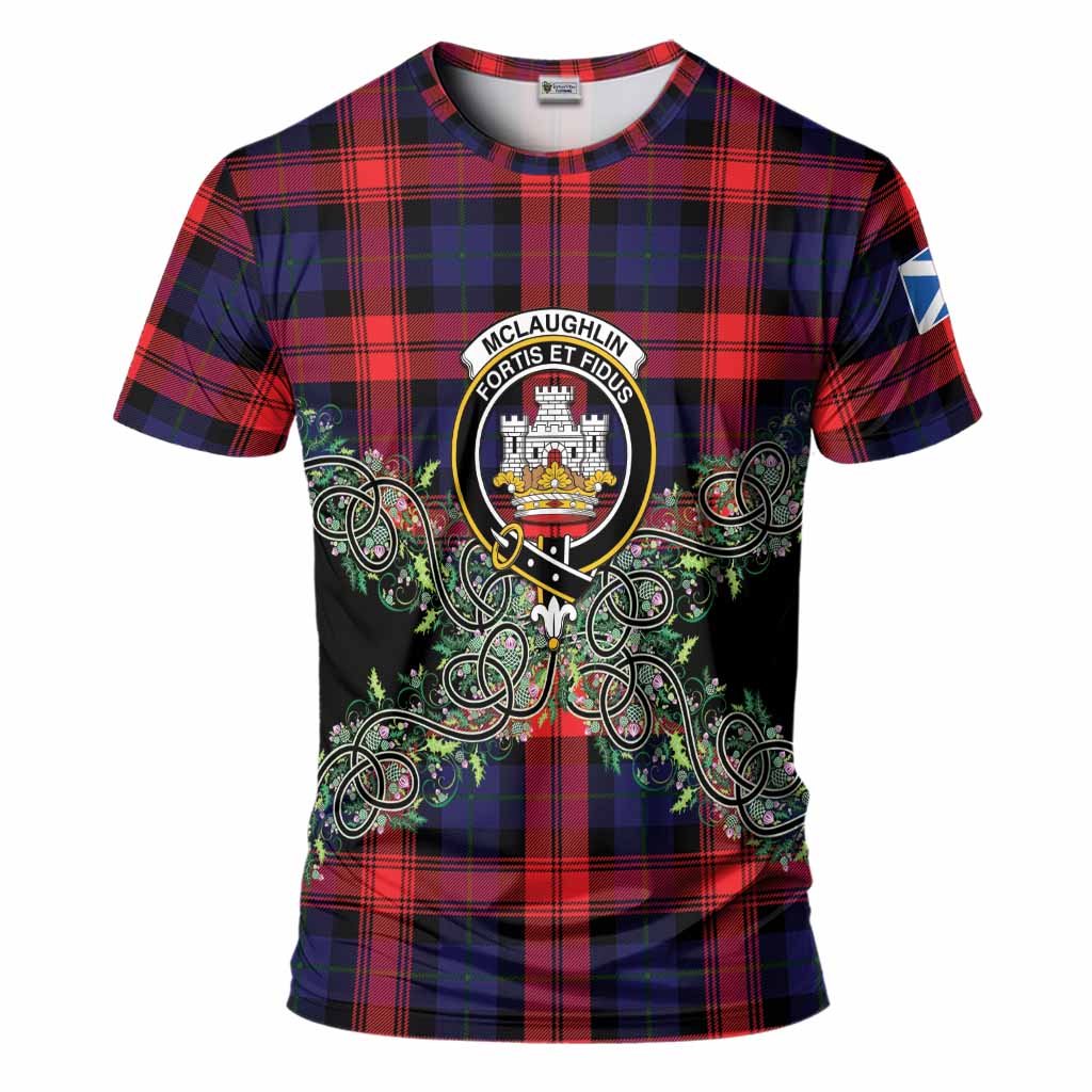 McLaughlin Tartan T-Shirt Thistle Scottish Spirit
