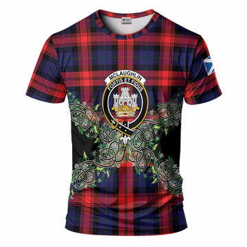 McLaughlin Tartan T-Shirt Thistle Scottish Spirit