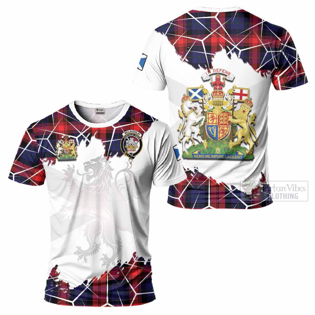McLaughlin Tartan T-Shirt with Family Crest and Lion Rampant Grunge Style