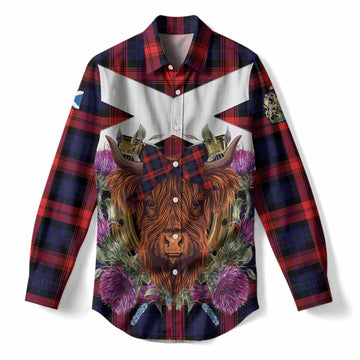 McLaughlin Tartan Women Casual Shirt Scottish Thistle Heilan Coo