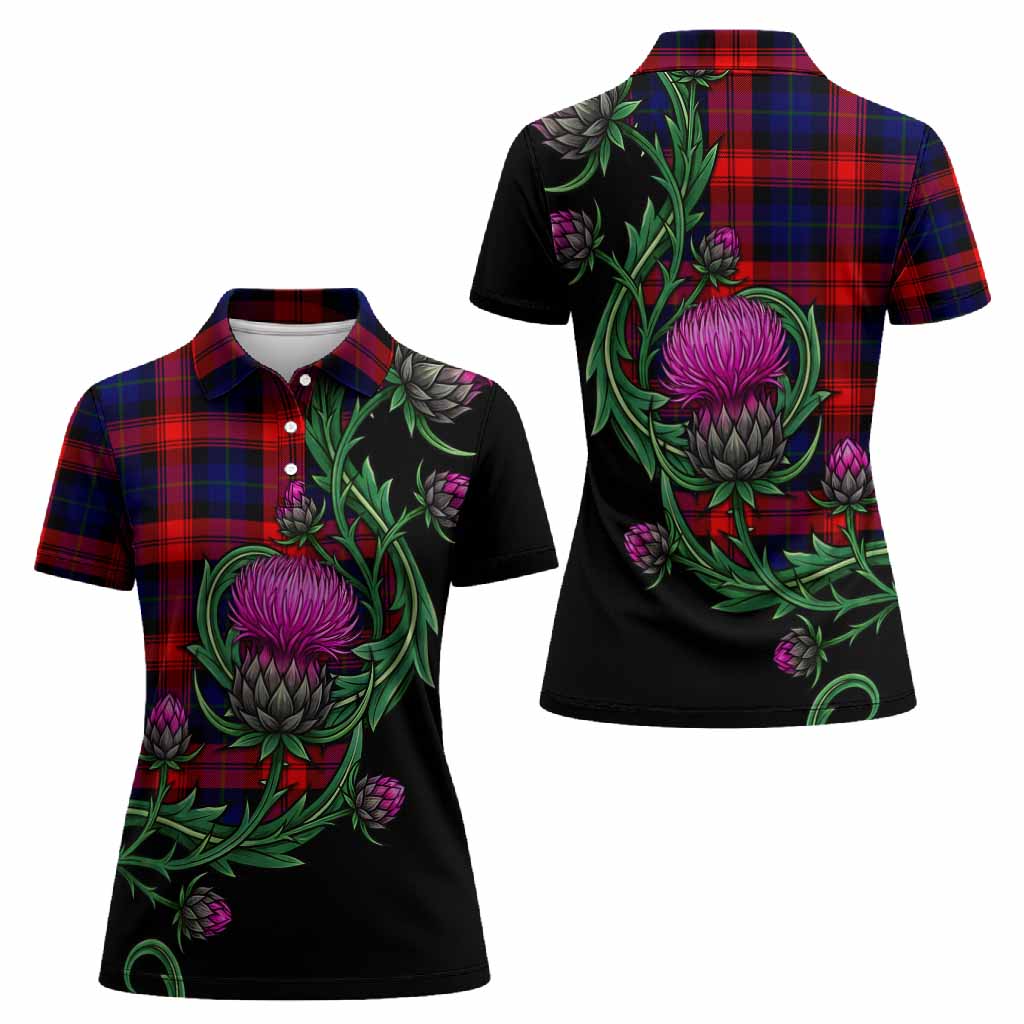 McLaughlin Tartan Women Polo Shirt Resilient Scottish Thistle