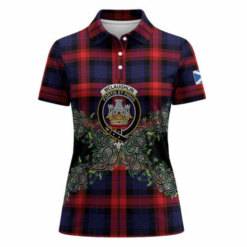 McLaughlin Tartan Women Polo Shirt Thistle Scottish Spirit