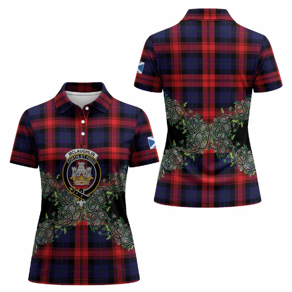 McLaughlin Tartan Women Polo Shirt Thistle Scottish Spirit