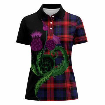 McLaughlin Tartan Women Polo Shirt Traditional Scottish Thistle