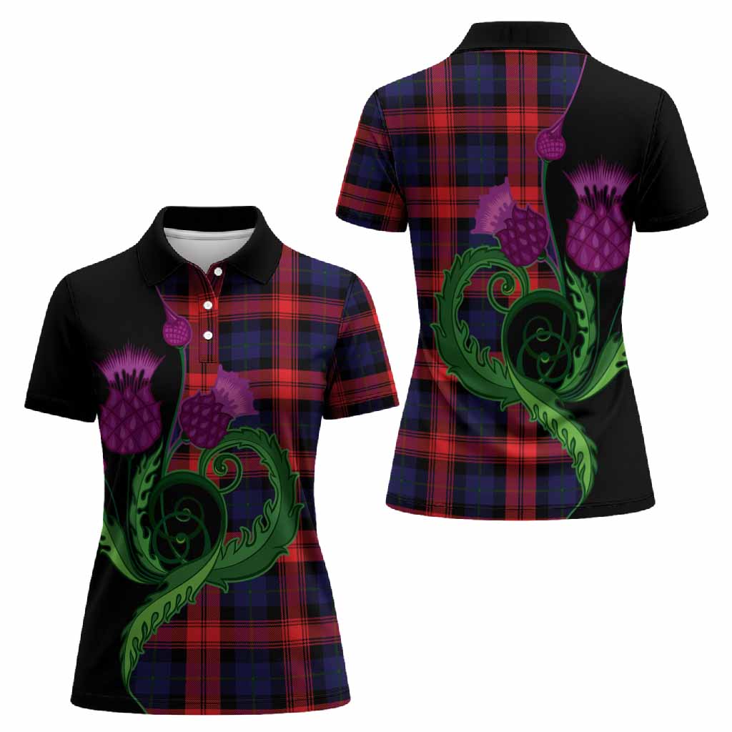 McLaughlin Tartan Women Polo Shirt Traditional Scottish Thistle