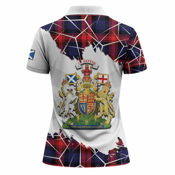 McLaughlin Tartan Women Polo Shirt with Family Crest and Lion Rampant Grunge Style