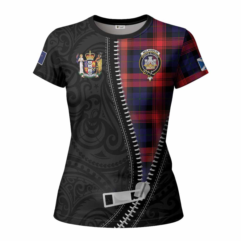 McLaughlin Tartan Women T shirt New Zealand Pattern Unique Zipper Stylized