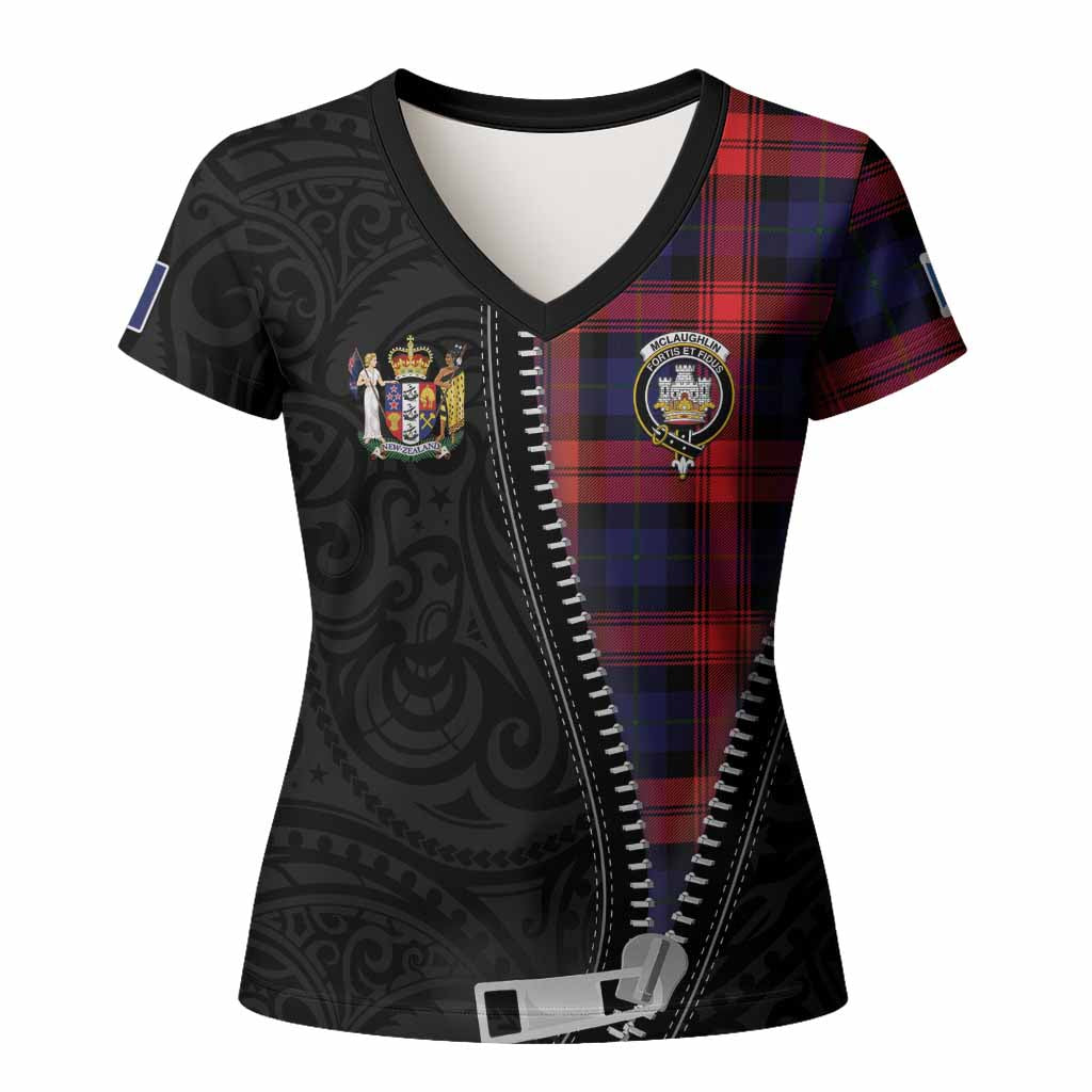 McLaughlin Tartan Women T shirt New Zealand Pattern Unique Zipper Stylized