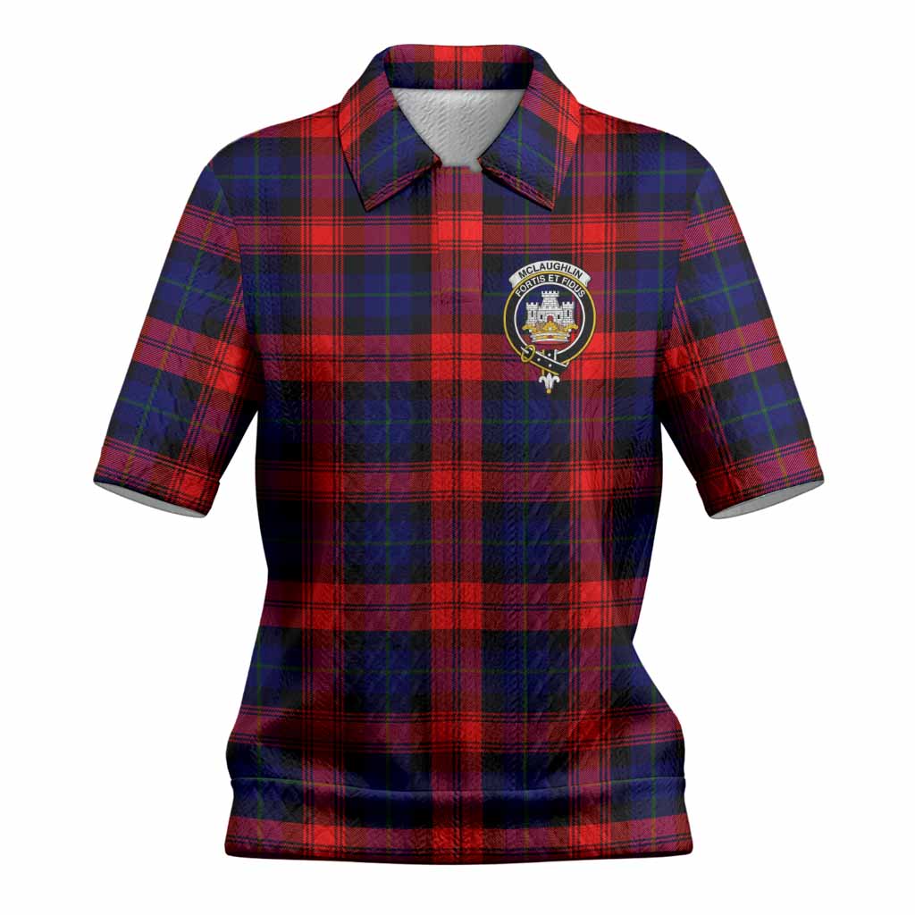 McLaughlin Tartan Women’s Polo Sweater Top with Family Crest