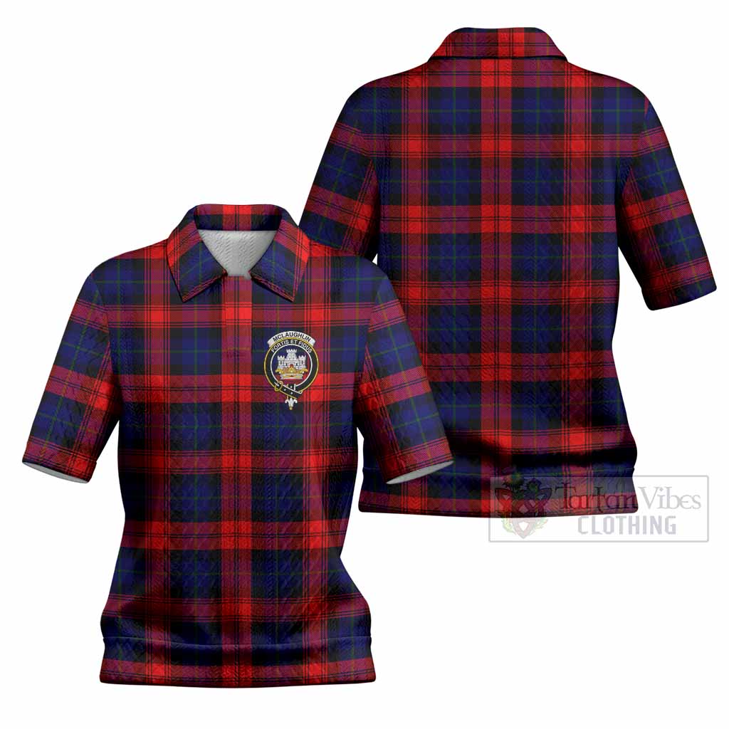 McLaughlin Tartan Women’s Polo Sweater Top with Family Crest