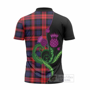 McLaughlin Tartan Zipper Polo Shirt Traditional Scottish Thistle