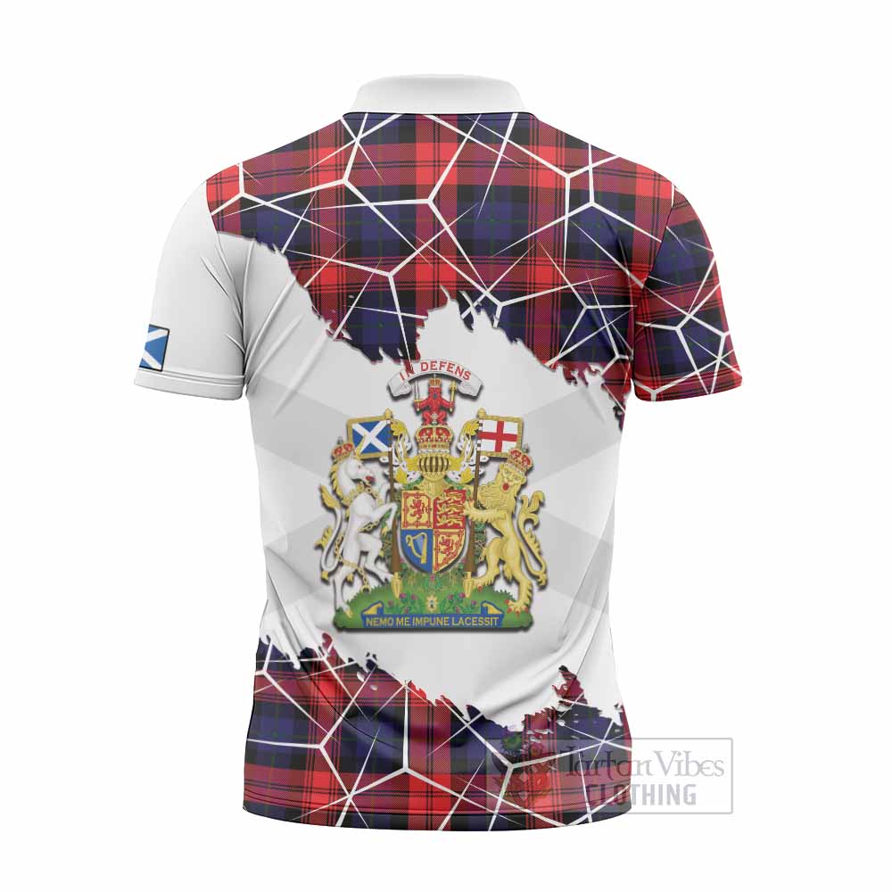 McLaughlin Tartan Zipper Polo Shirt with Family Crest and Lion Rampant Grunge Style