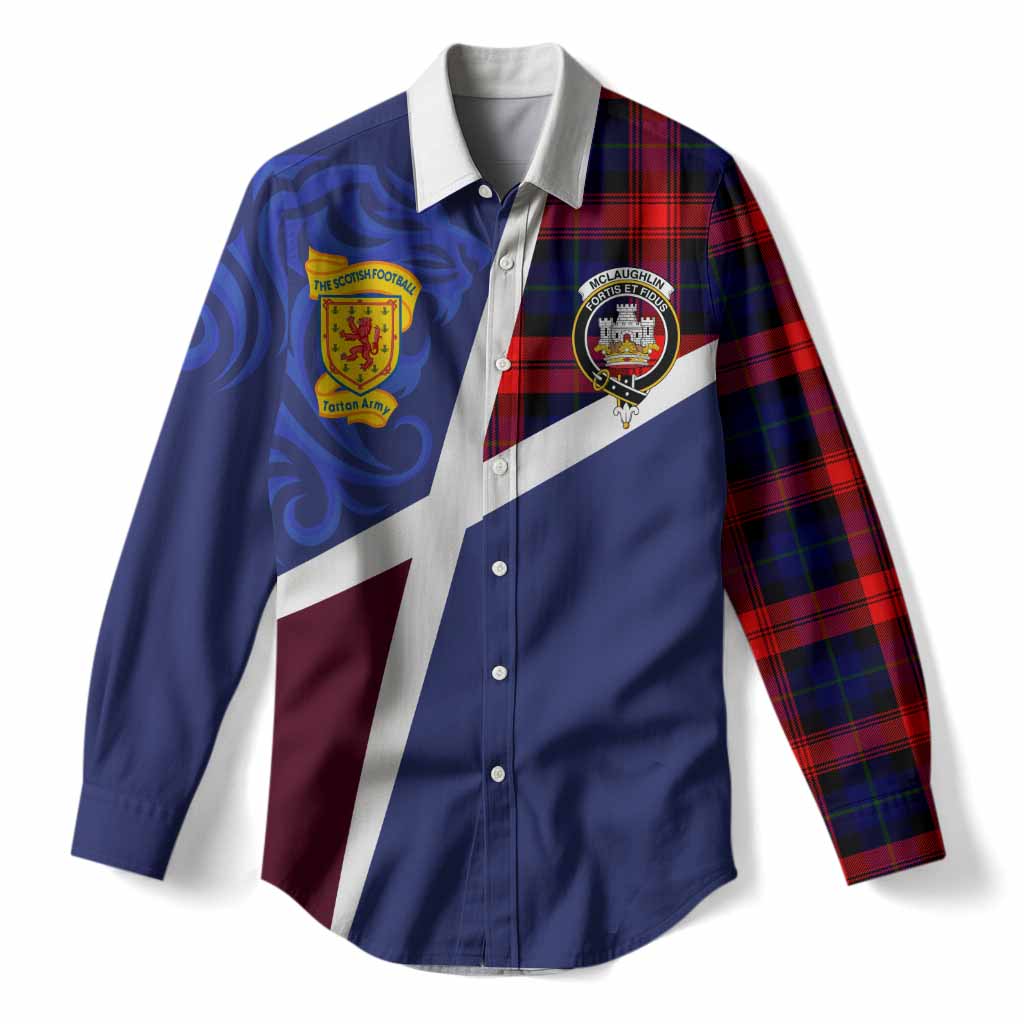 McLaughlin The Scottish Football Crest Women Casual Shirt Lion-Tartan Army
