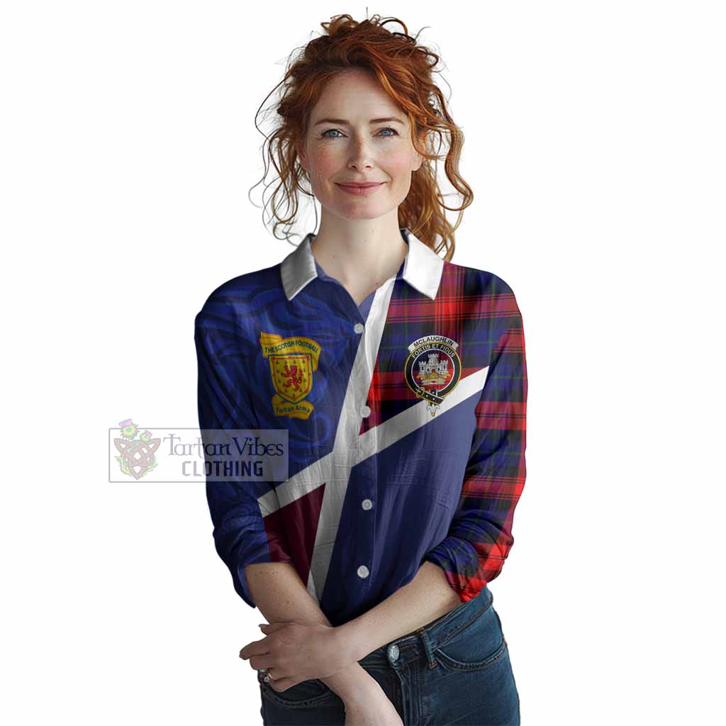 McLaughlin The Scottish Football Crest Women Casual Shirt Lion-Tartan Army