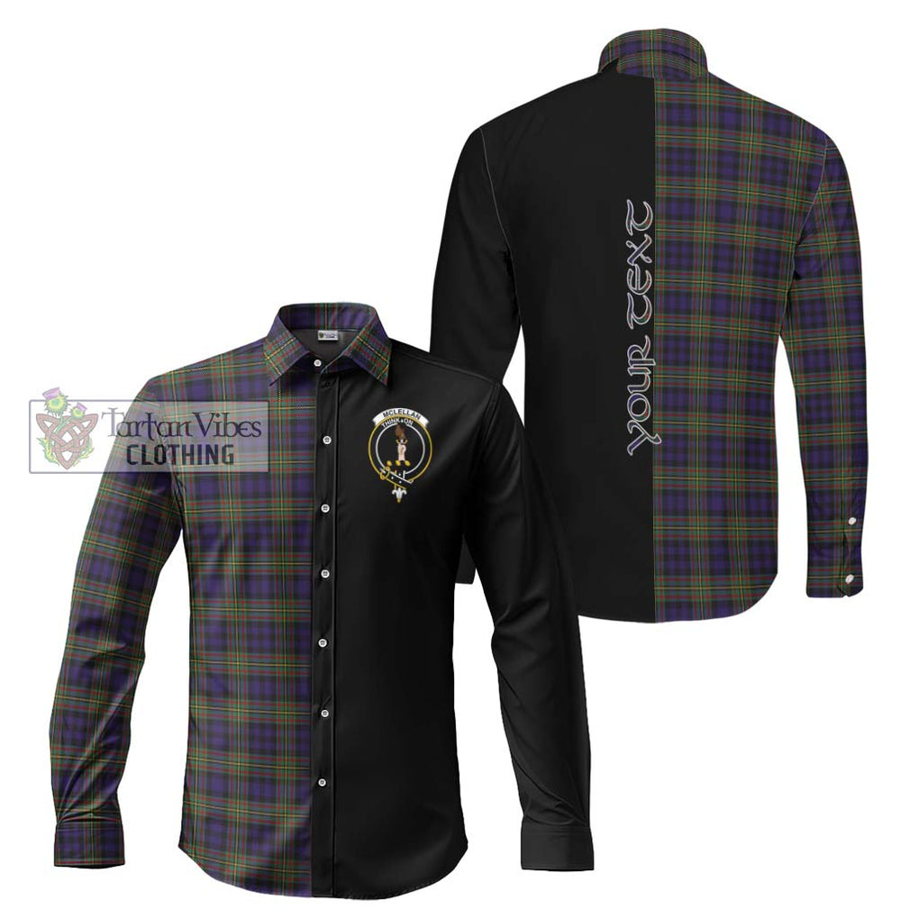 McLellan Tartan Long Sleeve Button Shirt with Family Crest and Half Of Me Style Men's Shirt S - Tartanvibesclothing Shop