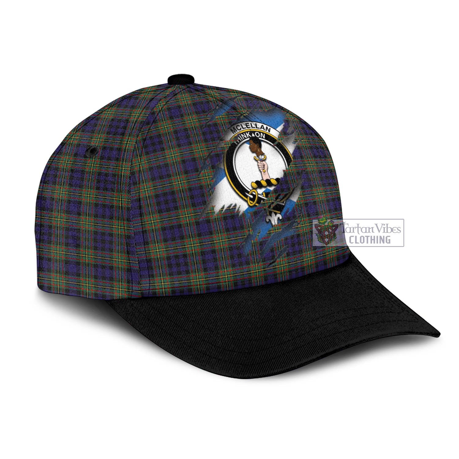 Tartan Vibes Clothing McLellan Tartan Classic Cap with Family Crest In Me Style