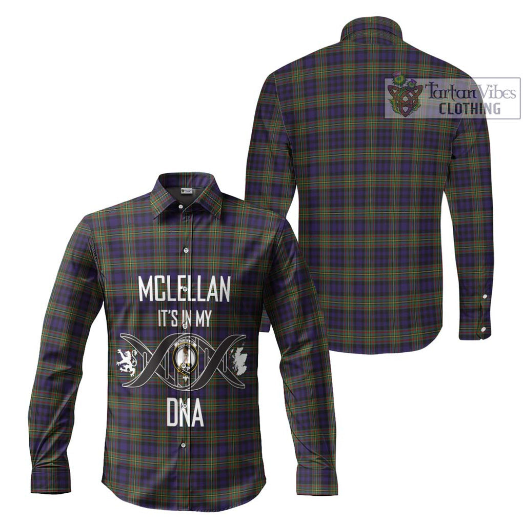 McLellan Tartan Long Sleeve Button Shirt with Family Crest DNA In Me Style Men's Shirt - Tartanvibesclothing Shop