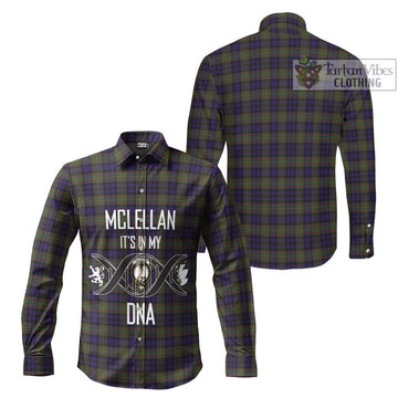 McLellan Tartan Long Sleeve Button Shirt with Family Crest DNA In Me Style Men's Shirt - Tartanvibesclothing Shop