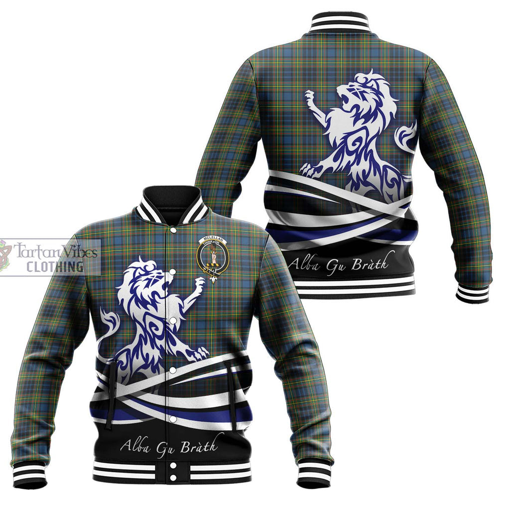 McLellan Ancient Tartan Baseball Jacket with Alba Gu Brath Regal Lion Emblem Unisex - Tartanvibesclothing Shop