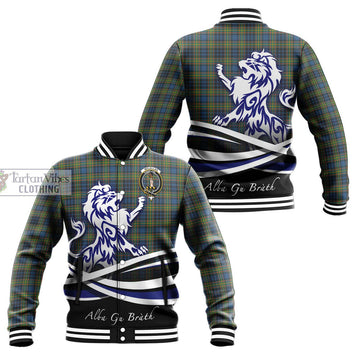 McLellan Ancient Tartan Baseball Jacket with Alba Gu Brath Regal Lion Emblem Unisex - Tartanvibesclothing Shop