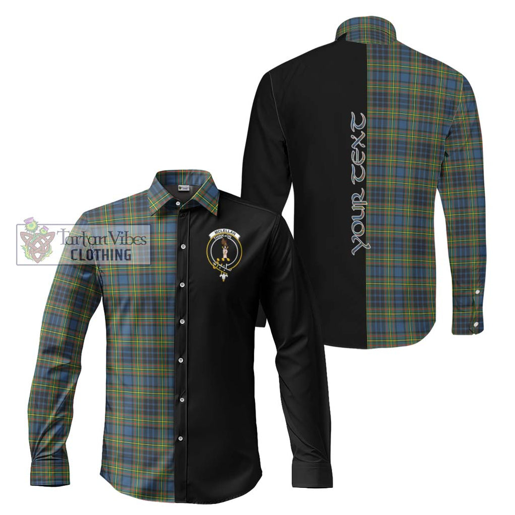McLellan Ancient Tartan Long Sleeve Button Shirt with Family Crest and Half Of Me Style Men's Shirt S - Tartanvibesclothing Shop