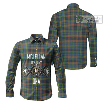 McLellan Ancient Tartan Long Sleeve Button Shirt with Family Crest DNA In Me Style Men's Shirt - Tartanvibesclothing Shop